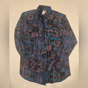 Women’s Roper Blue and Purple Geometric Shirt | Aztec Heart Design